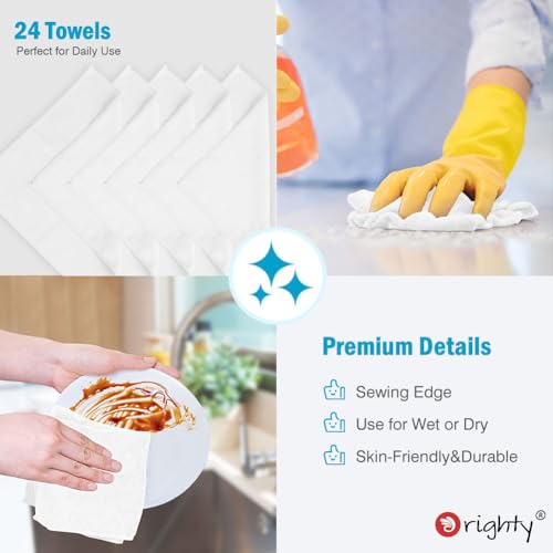 Orighty Microfiber Cleaning Cloth, Cleaning Rags, 24 Pack, 12x11 in, White - color: White, size: 24 Pack