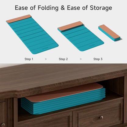 12-Fold POE Yoga Mat 75x26x0.4 Inches | Non-Slip, Compact, Workout-Friendly for Yoga, Pilates, Strength Training & Meditation - color: Acid Blue+Orange