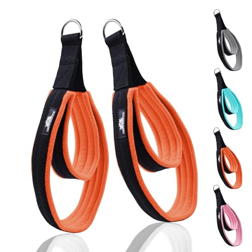 Pilates Double Loop Straps for Reformer, Thickened D-Ring Handle Fitness Straps, 2 Lengths Multicolor Yoga Accessories for Home Workout - color: black orange, size: size L
