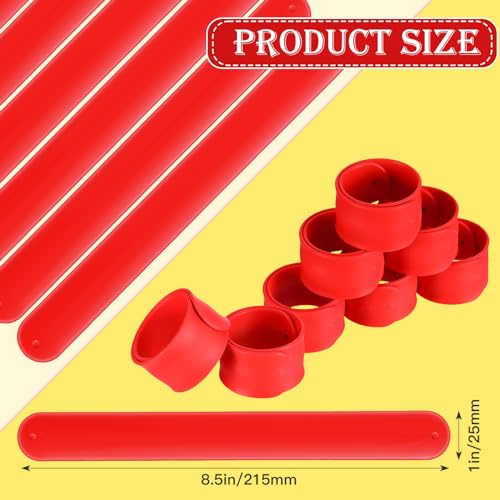 Gemscream 12 Pcs Silicone Slap Bracelets DIY Slap Bands Party Favors Bulk Blank Soft Wristband Wrist Snap Band for Craft Project DIY Painting Birthday Party Halloween Christmas - color: Red