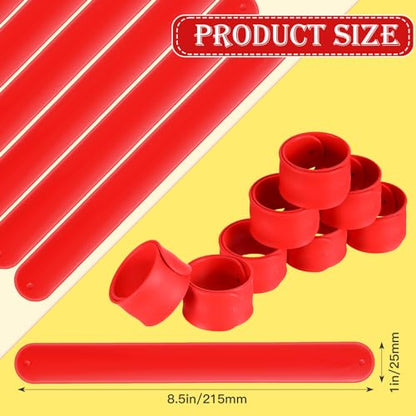 Gemscream 12 Pcs Silicone Slap Bracelets DIY Slap Bands Party Favors Bulk Blank Soft Wristband Wrist Snap Band for Craft Project DIY Painting Birthday Party Halloween Christmas - color: Red