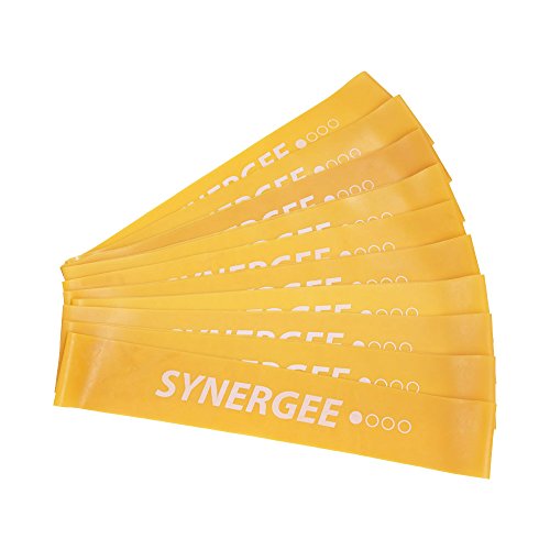 Synergee Mini Loop Bands – Resistance Bands for Home or Gym - color: b) Yellow 10 Pack
