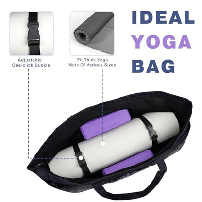 Yoga Mat Bag Yoga Mat Carrier with Shoes Compartment & Wet Pocket Pilates Bag with Zipper Pockets & Yoga Mat Holder Strap Yoga Bags and Carriers Fits All Your Stuff - color: Mandala Black