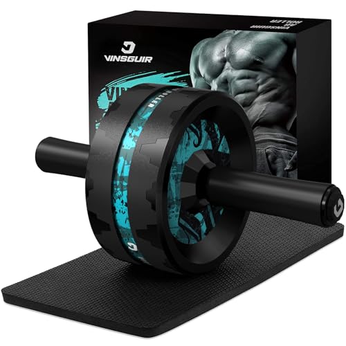 VINSGUIR Ab Roller Wheel, Abs & Core Workout Equipment for Home Gym with Knee Pad Accessories, Abdominal Wheel for Full-body Strength Training - color: Lake Blue And Black