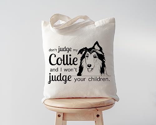 Pet Studio Art Don't Judge My Dog Tote Bag - color: Collie
