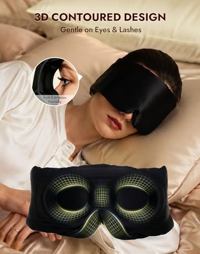 SilkSilky 22 Momme Mulberry Silk Sleep Mask for Side Sleepers, Black - color: Black