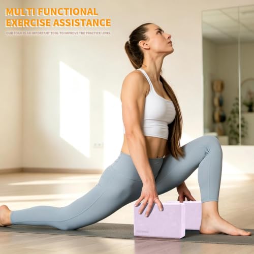 2-Pack Yoga Blocks, High-Density 9"x6"x3" Yoga Brick Foam Blocks, Non-Slip Exercise Blocks for Yoga, Pilates, Stretching and Meditation – Lightweight Yoga Props for Home Gym & Studio - color: Taro Purple