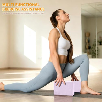 2-Pack Yoga Blocks, High-Density 9"x6"x3" Yoga Brick Foam Blocks, Non-Slip Exercise Blocks for Yoga, Pilates, Stretching and Meditation – Lightweight Yoga Props for Home Gym & Studio - color: Taro Purple