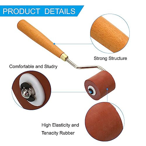 PATIKIL 1.2 Inch Rubber Roller Brayer, Anti Skid Hard Rubber Roller Tools for Wallpaper Art Craft Printing Printmaking Ink Stamping Tape Construction, Red - size: 1.2 Inch