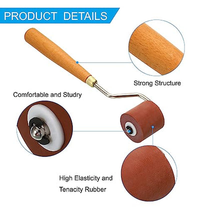 PATIKIL 1.2 Inch Rubber Roller Brayer, Anti Skid Hard Rubber Roller Tools for Wallpaper Art Craft Printing Printmaking Ink Stamping Tape Construction, Red - size: 1.2 Inch