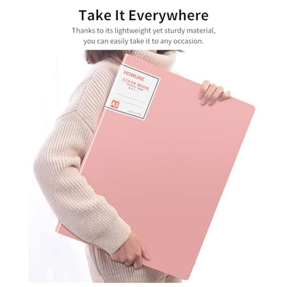 A3 Diamond Painting Storage Book, 60 Views Art Portfolio Presentations Folder with 30 Pages Protectors, 17.3x12.8in - color: Pink