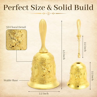 DOMESTAR Golden Hand Bell, Service Dinner Bell - color: Gold