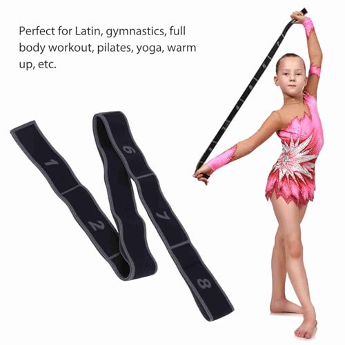 Exercise Strap Yoga Stretch Assist Strap with 8 Numbered Loops, Band for Yoga Pilates Dance and Gymnastics Workout, People Dancing Assistance(Grey)