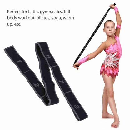 Exercise Strap Yoga Stretch Assist Strap with 8 Numbered Loops, Band for Yoga Pilates Dance and Gymnastics Workout, People Dancing Assistance(Grey)