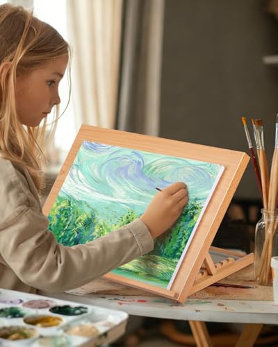 5-Position Tabletop Easel, Adjustable Angle Drafting Table Easel Drawing and Sketching Board, 18 1/2 Inches by 14 1/8 Inches - size: Large