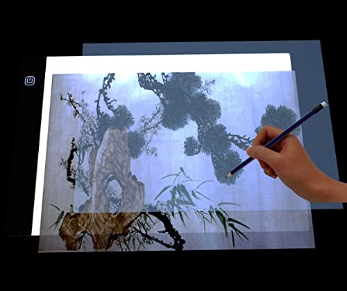 A4 Light Box for Tracing Pad, Bright Light Pad Art Light Board for Diamond Painting, Weeding Vinyl, Lightbox for Tracing and Drawing, Led Tracer Pads Artists Light Boxes, Drafting Lightpad Lightboard