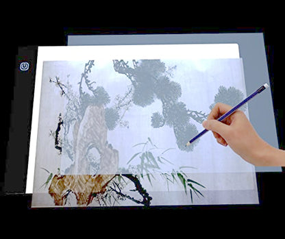 A4 Light Box for Tracing Pad, Bright Light Pad Art Light Board for Diamond Painting, Weeding Vinyl, Lightbox for Tracing and Drawing, Led Tracer Pads Artists Light Boxes, Drafting Lightpad Lightboard