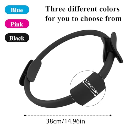 10 Pack Pilates Ring 15 Inch Magic Circle Bulk Set for Yoga and Fitness, Lightweight Portable Resistance Rings for Full Body Toning, Core Workout and Strength Training (5 Black, 3 Blue, 2 Pink)