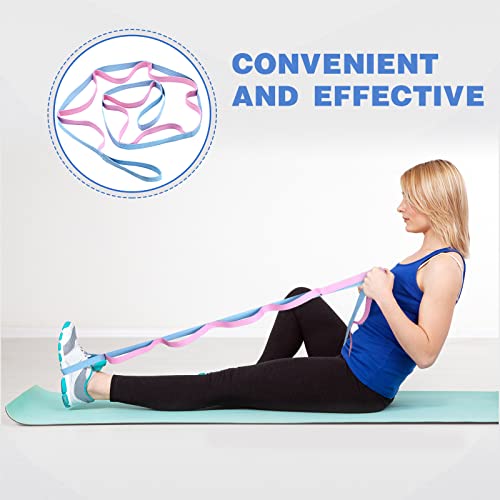 Leyndo 2 Pcs Stretching Strap with 10 Loops -yoga Strap for Physical Therapy, Non-elastic Exercise Straps for Home Workout, Pilates, Exercise, Dance, Gymnastics