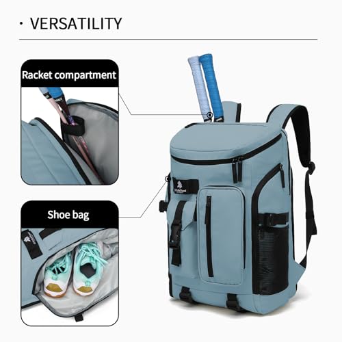 Kalesi Gym Duffle Bag Backpack 4-Way Waterproof with Shoes Compartment for travel Sport Hiking laptop - color: Grayish Blue