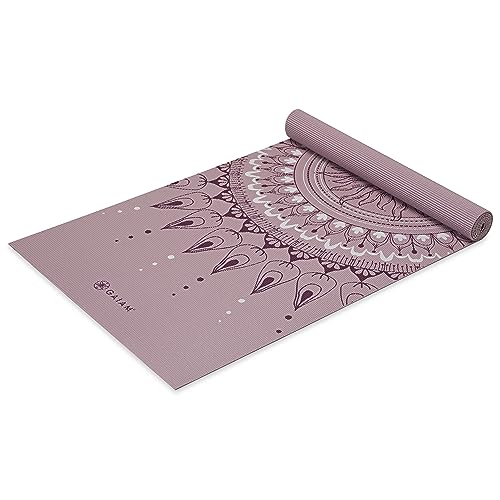Gaiam Yoga Mat Classic Print, 4mm Non-Slip Mat | Lightweight 4mm print yoga mat with non-slip grip. Ideal for yoga, Pilates & floor workouts at home or studio. - color: Here & Now Dusty Rose