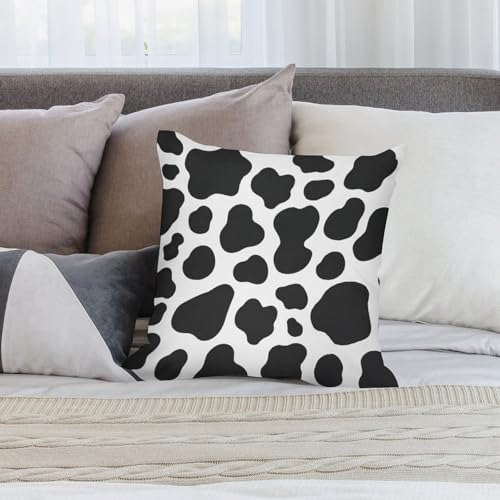 Animal Cow Print White Black Spot Throw Pillow Covers 18x18 Inch - color: Animal Cow Print White Black Spot
