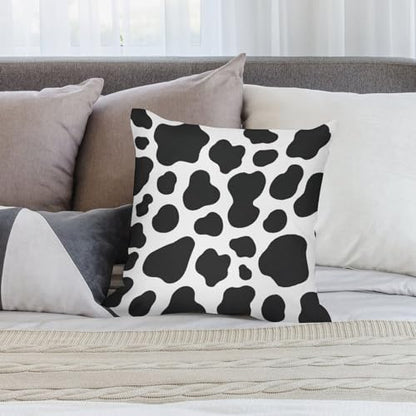 Animal Cow Print White Black Spot Throw Pillow Covers 18x18 Inch - color: Animal Cow Print White Black Spot