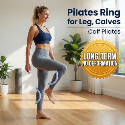 Set of 2 Pilates Ring Yoga Ring Magic Circle with Massage Points | Resistance Magic Circle for Legs Calves Inner Thigh, Soft Resistance, Women Home Workout Pilates Equipment, Pink & Blue