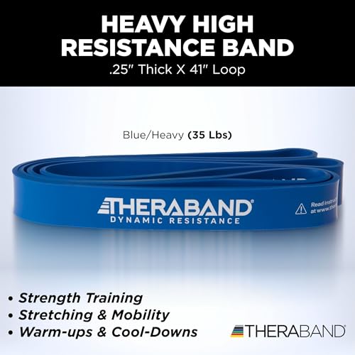 THERABAND High Resistance Band, Exercise, Workout, Physical Therapy, Blue | Resistance band for exercise, physical therapy and stretching, with progressive color-coded levels - size: Heavy (35 lbs)