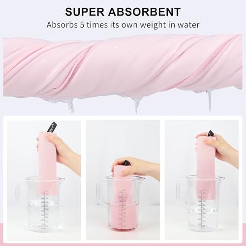 Rainleaf Microfiber Towel Quick Dry Camping & Travel & Gym Towel. Compact - color: Pale Pink, size: 60.00" x 30.00"