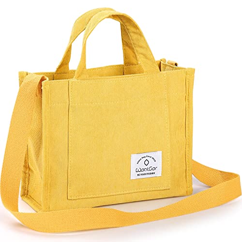 WantGor Tote Bag for Women, Corduroy Crossbody Bags Shoulder Handbag - color: Yellow
