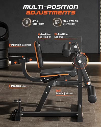 FEIERDUN 4-in-1 Adjustable Leg Extension Curl Machine - 700lbs Capacity Leg Extension Machine for Lower Body Workouts - Adjustable Leg Curl Machine