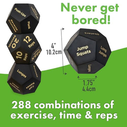 Exercise Dice & Workout Dice Set, 3 Pack 12-Sided, PE & Gym