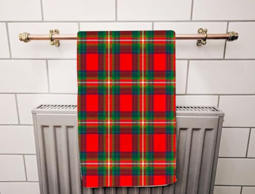 Plaid Christmas Deco Bath Towel 15X30 Inch Washcloths Raditional Red,Black,Green Scottish Retro Face/Body/Hair/Hand Towel for Spa Gym Yoga Swim Bathroom Kitchen Hotel - color: Plaid Deco