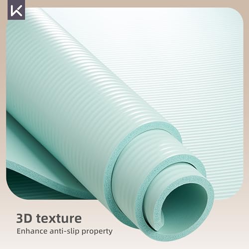 KEEP Extra Thick NBR Yoga Mat for Women & Men, 10mm Thick, 72”x32” Large Exercise Mat with Non-Slip Workout Mat for Yoga, Pilates, Stretching, Meditation – Wide & Cushioned Fitness Mat - color: Green