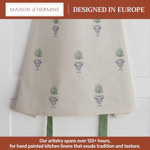Maison d' Hermine Aprons for women with Pocket 100% Cotton (27.50"x31.50") | Adjustable Neck Strap & long ties Apron Men Chef Wedding Cooking Gardening Server Maid - color: 075 - Jardin Du Roy