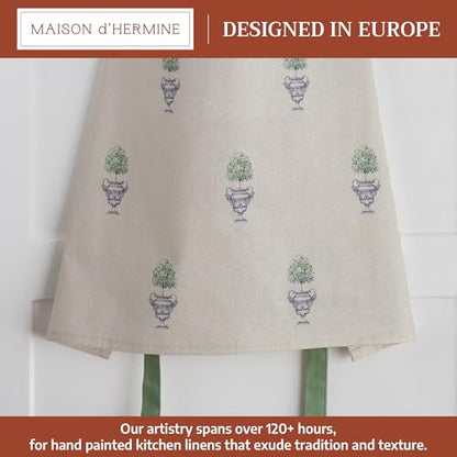 Maison d' Hermine Aprons for women with Pocket 100% Cotton (27.50"x31.50") | Adjustable Neck Strap & long ties Apron Men Chef Wedding Cooking Gardening Server Maid - color: 075 - Jardin Du Roy