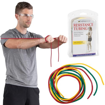 THERABAND Resistance Tubes, Band, Exercise, Set - color: Yellow/Red/Green - Beginner Set
