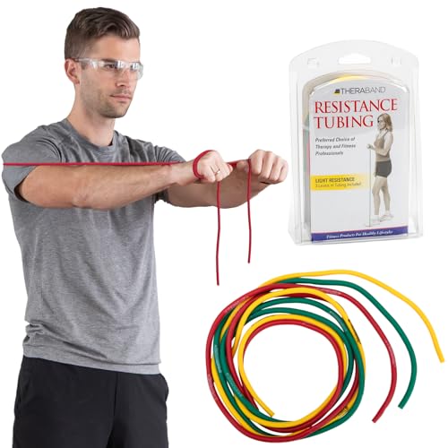 THERABAND Resistance Tubes, Band, Exercise, Set - color: Yellow/Red/Green - Beginner Set