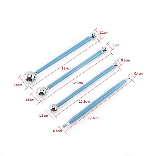 Walfront 4 Pcs Modeling Ball Tools Double Ended 8 Ball Stainless Steel Dotting Modeling Tools Clay Indentation DIY Ceramics Pottery Carving Tool Embossing Sculpting Set