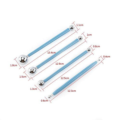 Walfront 4 Pcs Modeling Ball Tools Double Ended 8 Ball Stainless Steel Dotting Modeling Tools Clay Indentation DIY Ceramics Pottery Carving Tool Embossing Sculpting Set