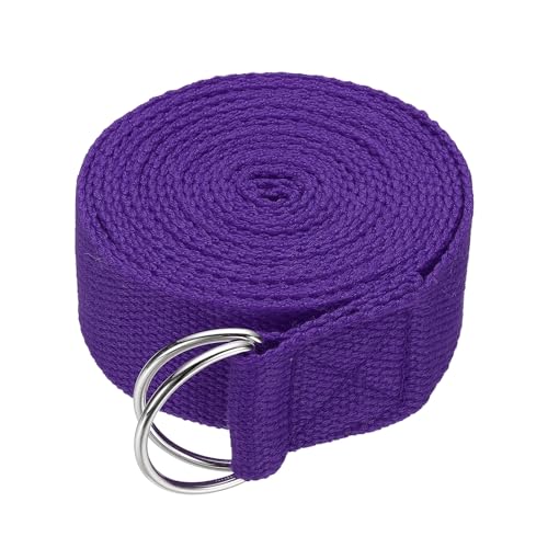 Yoga Strap for Stretching, Athletic Stretch Band with Adjustable Metal D Ring Buckle Yoga Bands - color: Purple, size: 10.5ft