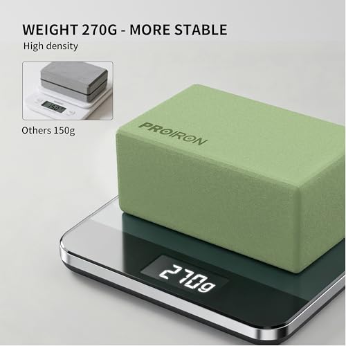 PROIRON Yoga Blocks, 2 Pack Supportive High Density Premium Eva Foam, Soft Non-Slip Surface with Curved Edges Stretch Blocks For Yoga, Pilates, Stretching - color: Sage Green