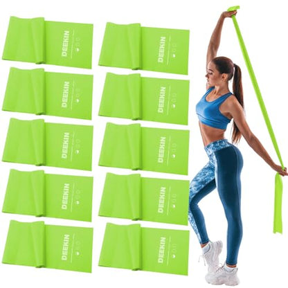 DEEKIN 10 Pcs Resistance Bands Professional Exercise Elastic Bands Latex-Free Yoga Starter Set for Pilates, Physical Therapy, Strength Training, Yoga, Working Out for Women Home Gym - color: Green, style: 5 Lbs