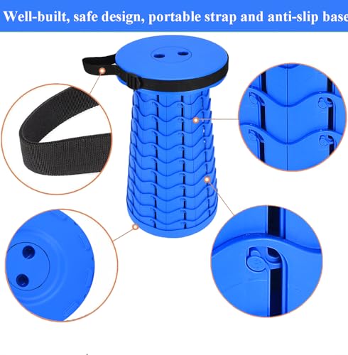 Fishboy Collapsible Stool for Adults, Portable Folding Camping Seat, 400lbs - color: All Blue