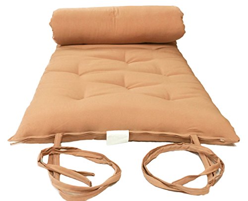 Twin Size Traditional Japanese Floor Futon Mattresses, Tatami Foldable Cushion Mats, Yoga, Meditaion 39" Wide X 80" Long (Peach) - color: Peach