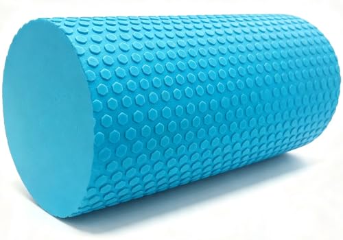Foam Roller for Exercise, Pilates, Back Physical Therapy, 12" X 6" Round | Medium Density, Deep Tissue Muscle Massage Recovery, Workout Stretching, Trigger Point Fitness, Travel, Compact Size - color: Blue