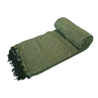 Open Road Goods Solid Color Mexican Yoga Blanket – Large Handwoven Throw for Yoga, Beach, Camping or Home – Soft and Durable Cotton Blend - color: Olive Green