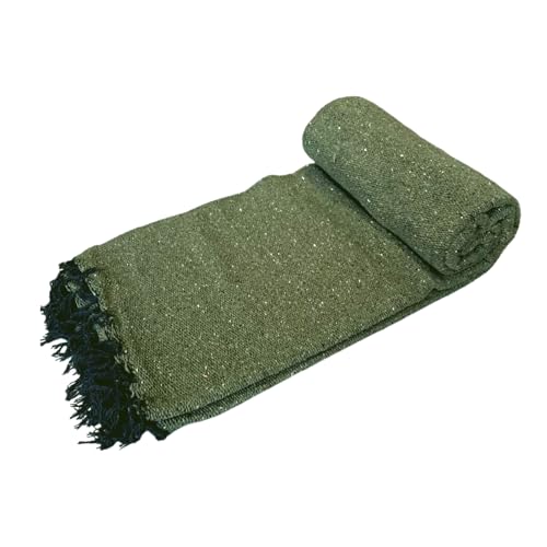 Open Road Goods Solid Color Mexican Yoga Blanket – Large Handwoven Throw for Yoga, Beach, Camping or Home – Soft and Durable Cotton Blend - color: Olive Green