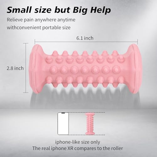 Pink Foot Massager Roller for Plantar Fasciitis, Arch Heel Pain Relief | Deep tissue massage for feet, calf, arch and heel pain. for plantar fasciitis relief, home, office and travel use - color: Pink